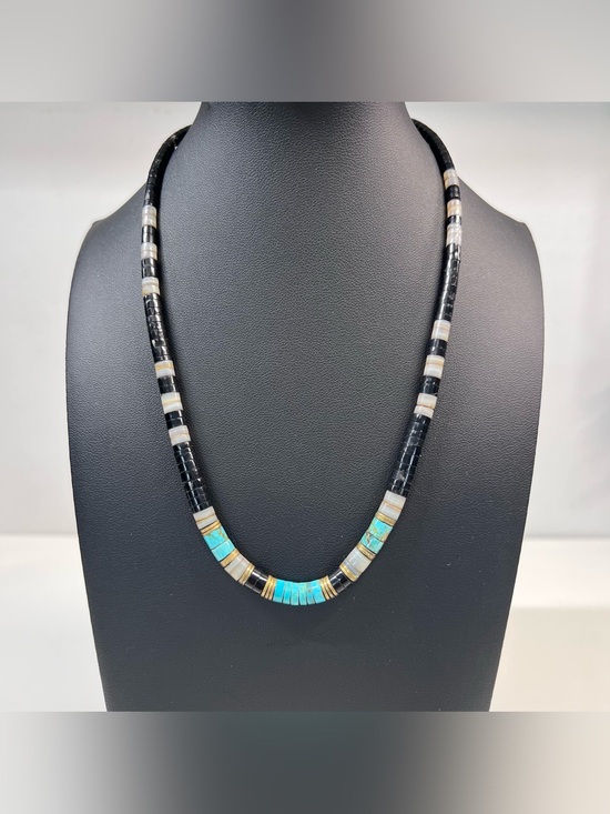 Native American Jewelry - Native American Santo Domingo Style Heishi Bead Necklace